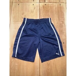 Boys Puma Athletic Shorts Navy Blue White Stripe Size 7